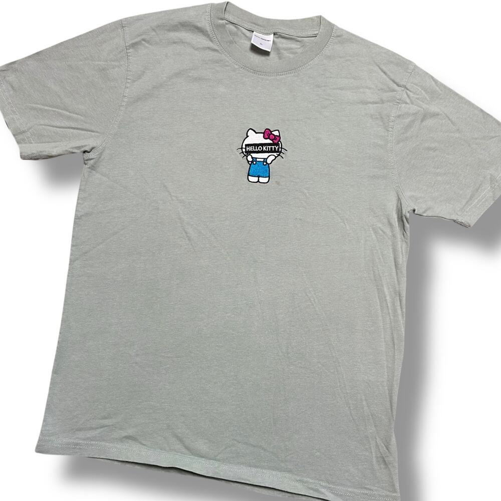 Hello Kitty Japanese Market Embroidered Sanrio Chest Graphic Censored Tee Sz L